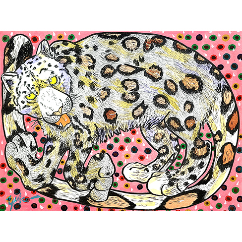 白いヒョウ柄アート(ユキヒョウ)